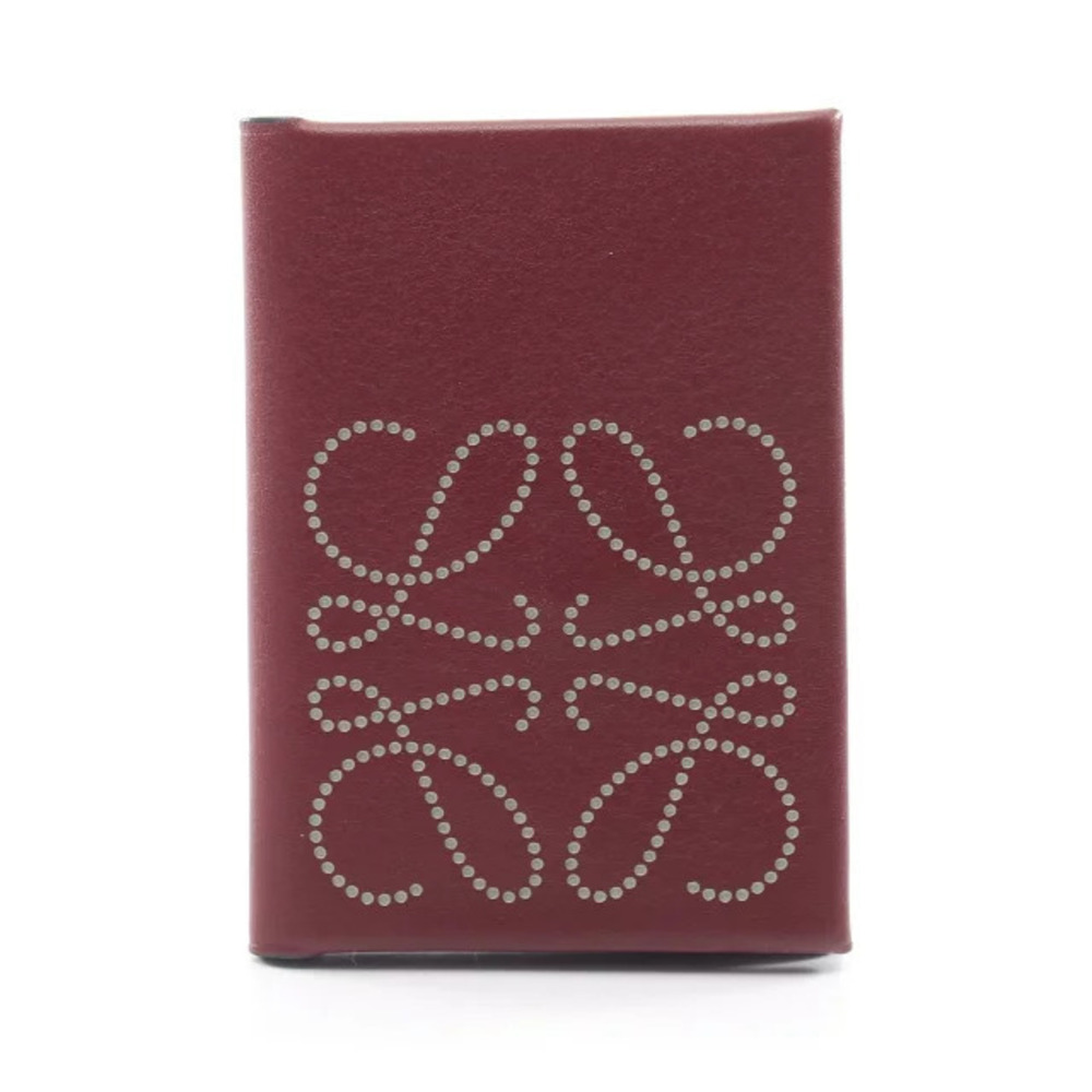 Loewe Anagram Card Case Wallet Leather Accessory Bordeaux Purple